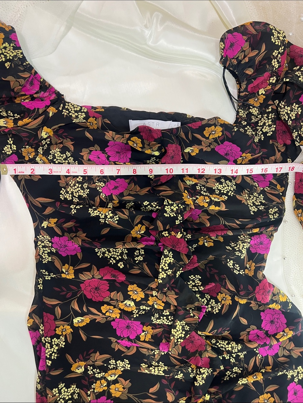 Astr Black Mini Dress with Pink & Mustard Floral Print - Picture 7 of 11